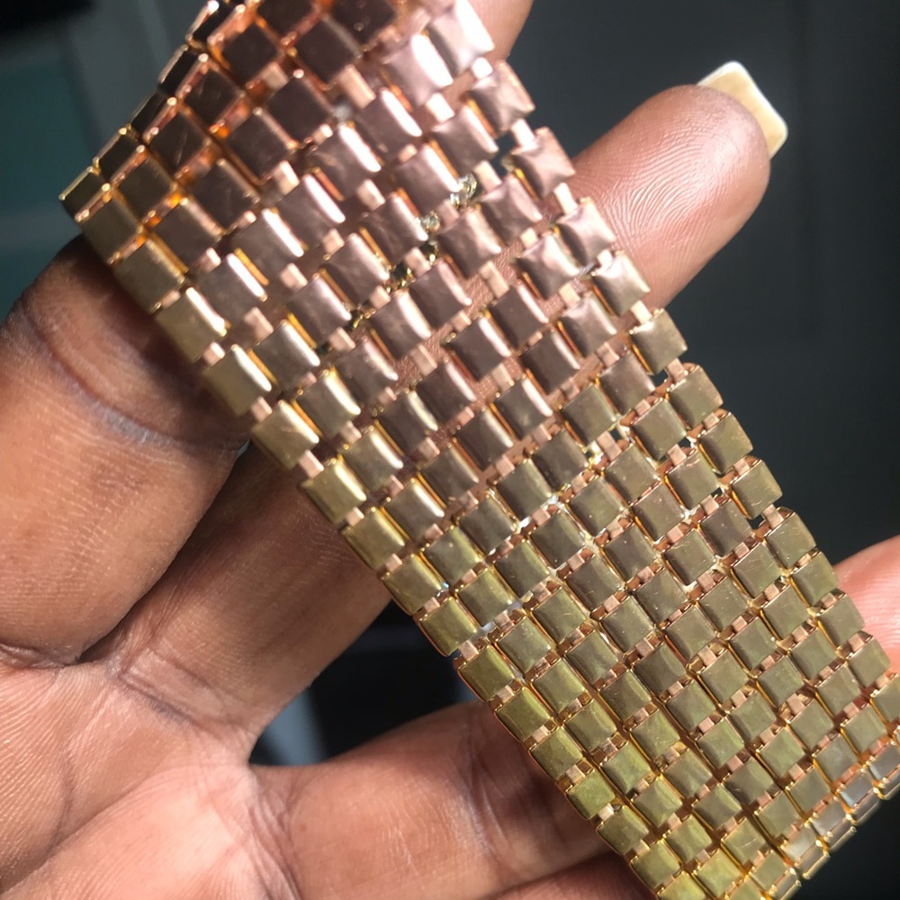 Not Your Average Gold Alloy Rhinestone Cuff 1 1/8” - Picture 4 of 8